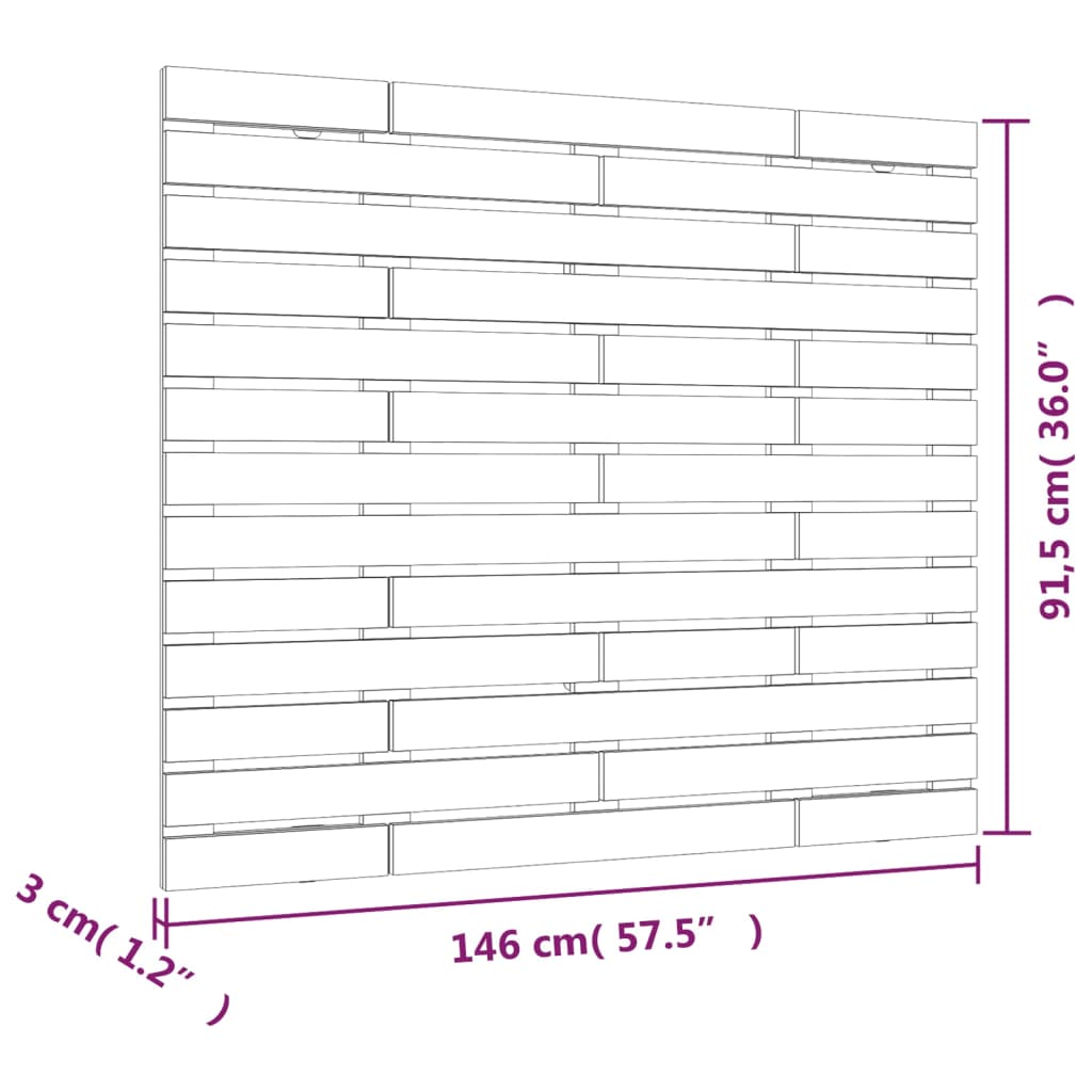 Testiera da Parete Miele 146x3x91,5cm in Legno Massello di Pino 824686