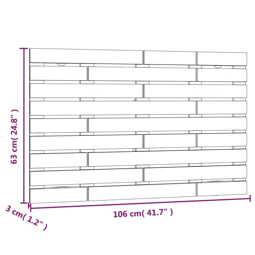 Testiera da Parete Nera 106x3x36 cm in Legno Massello di Pino cod mxl 51194