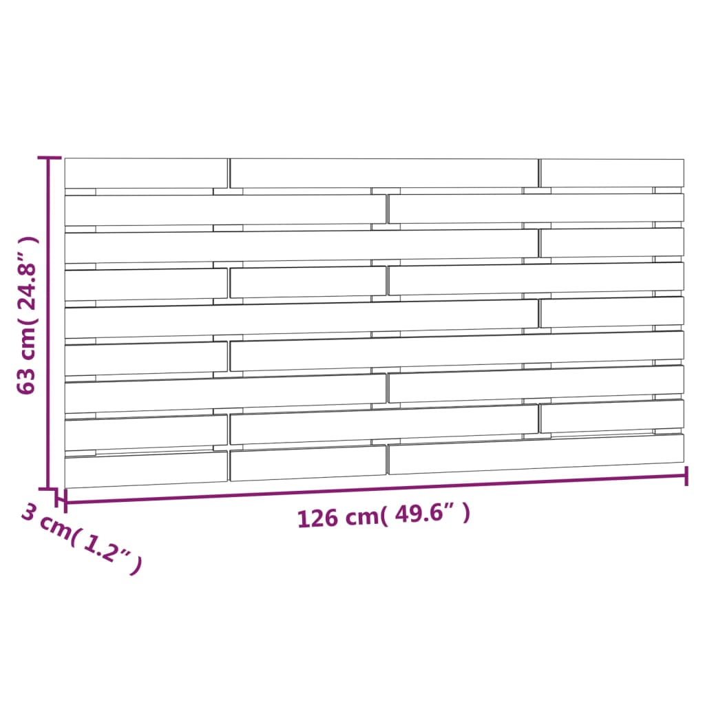 Testiera da Parete Grigia 126x3x63 cm in Legno Massello di Pino cod mxl 51537