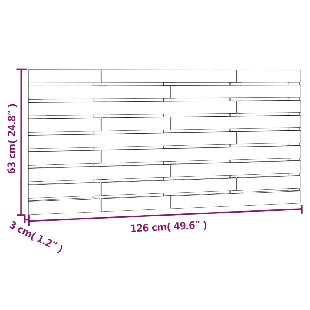 Testiera da Parete Nera 126x3x63 cm in Legno Massello di Pino 824732