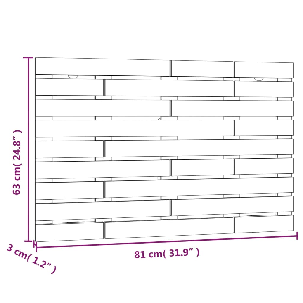 Testiera da Parete Nera 81x3x63 cm in Legno Massello di Pino cod mxl 51495