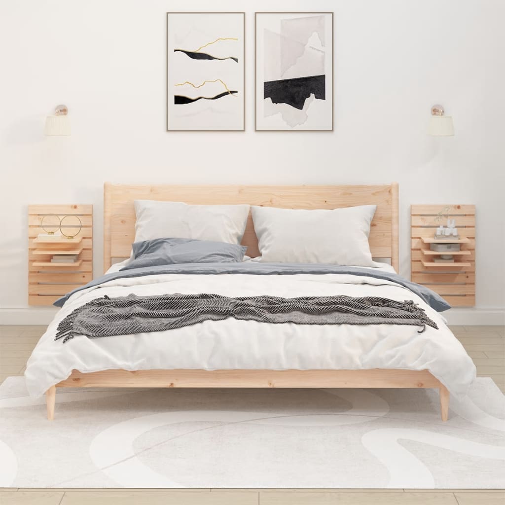 Mensole da Letto a Parete 2 pz Legno Massello di Pino cod mxl 32899