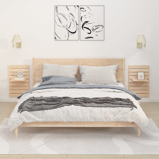 Mensole da Letto a Parete 2 pz Legno Massello di Pino cod mxl 32903