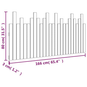Testiera da Parete Nera 166x3x80 cm in Legno Massello di Pino 824812