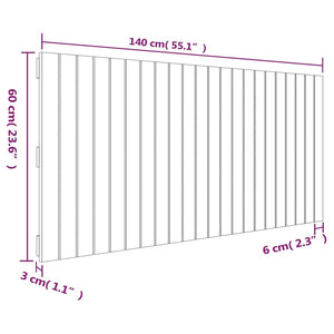 Testiera da Parete Nera 140x3x60 cm in Legno Massello di Pino 824872