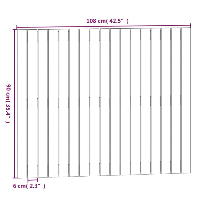 Testiera da Parete Nera 108x3x90 cm in Legno Massello di Pino cod mxl 50476