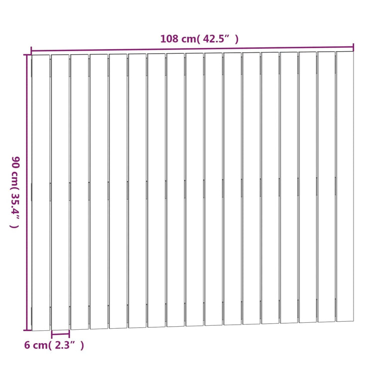 Testiera da Parete Nera 108x3x90 cm in Legno Massello di Pino cod mxl 50476