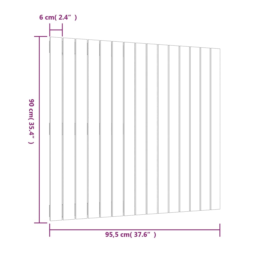 Testiera da Parete Nera 95,5x3x90 cm in Legno Massello di Pino cod mxl 50461