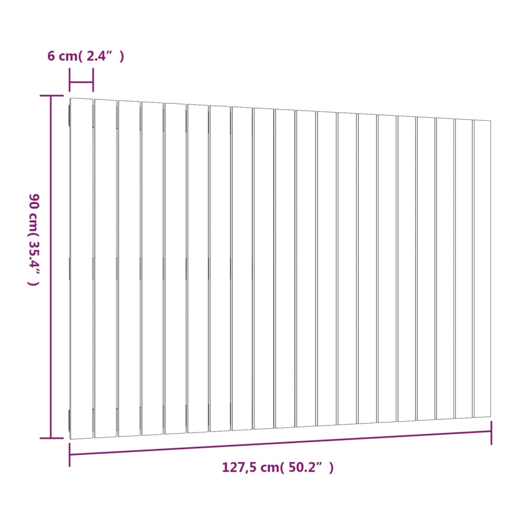 Testiera da Parete 127,5x3x90 cm in Legno Massello di Pino cod mxl 50477