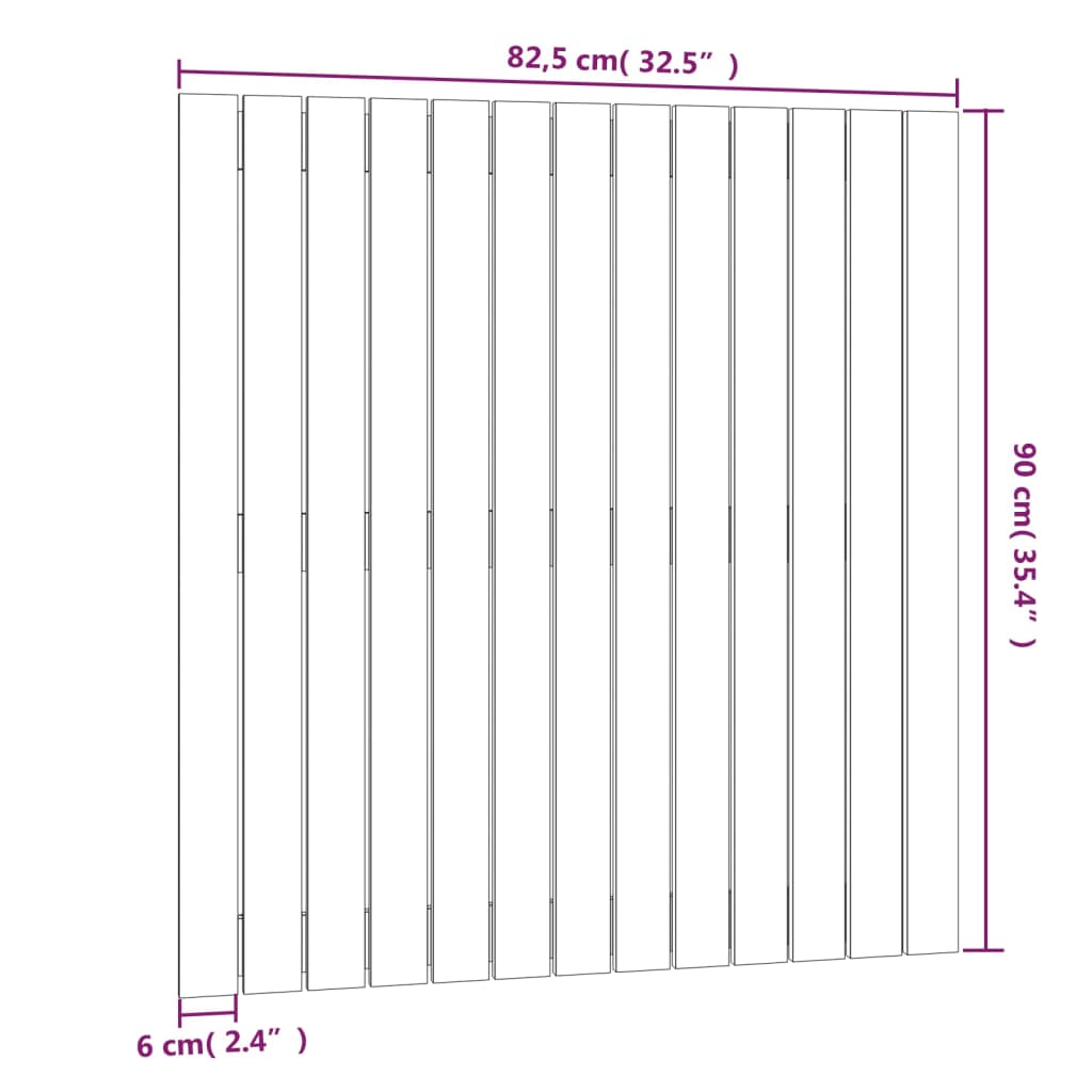 Testiera da Parete Bianca 82,5x3x90cm in Legno Massello di Pino cod mxl 50463