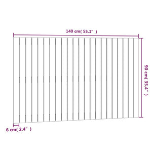 Testiera da Parete Nera 140x3x90 cm in Legno Massello di Pino 824922
