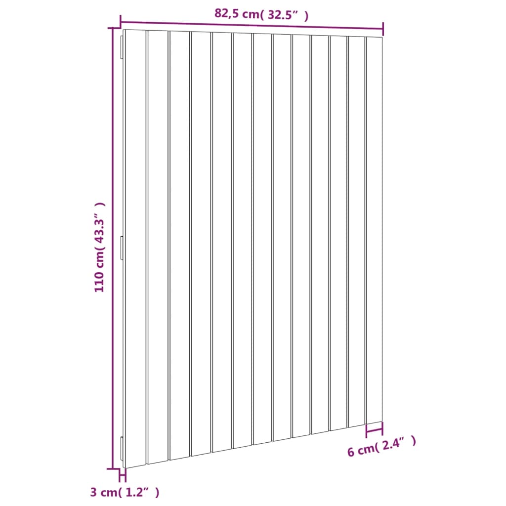 Testiera da Parete Bianca 82,5x3x110 cm Legno Massello di Pino cod mxl 50528