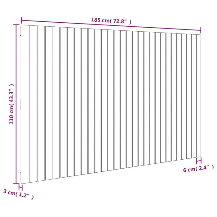 Testiera da Parete Bianca 185x3x110 cm Legno Massello di Pino 824964