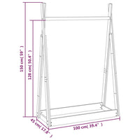 Appendiabiti Bianco 100x45x150 cm in Legno Massello di Pino 824984