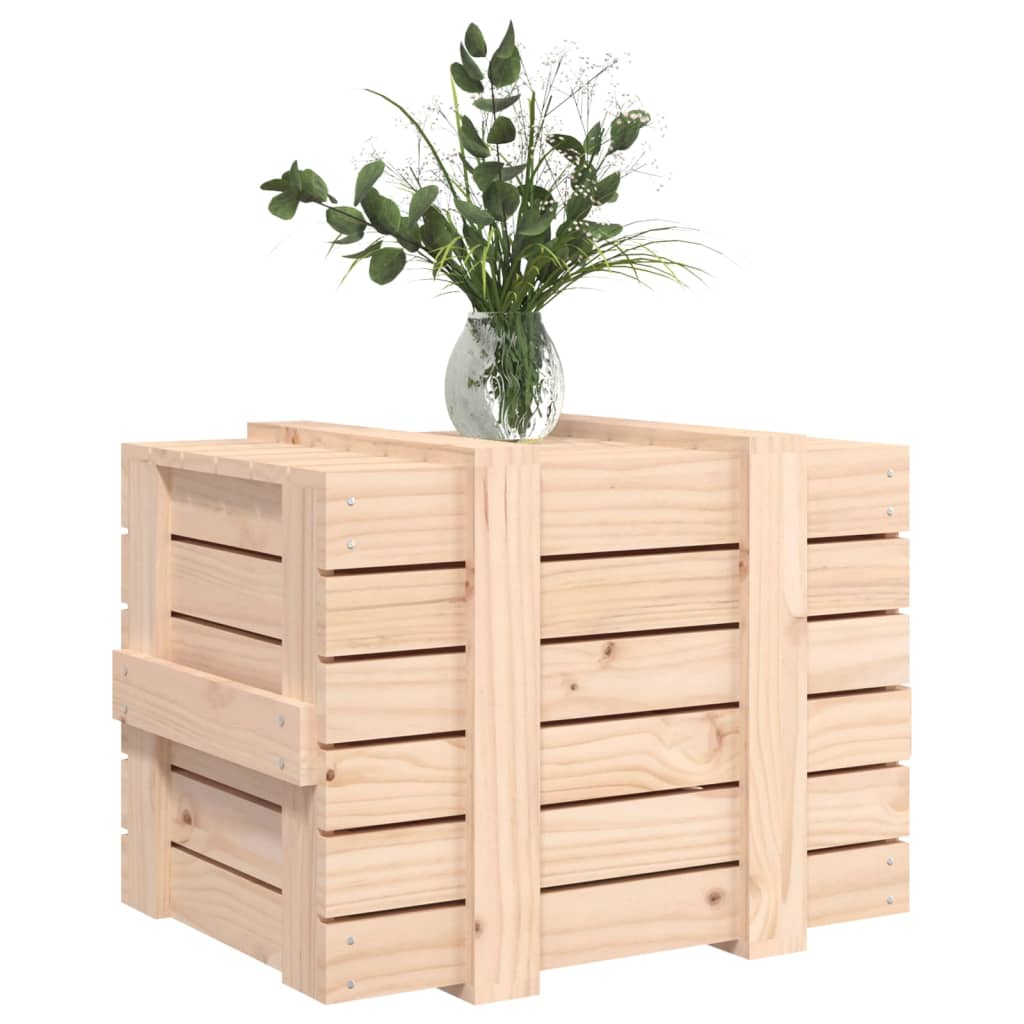 Contenitore Portaoggetti 58x40,5x42 cm Legno Massello di Pino