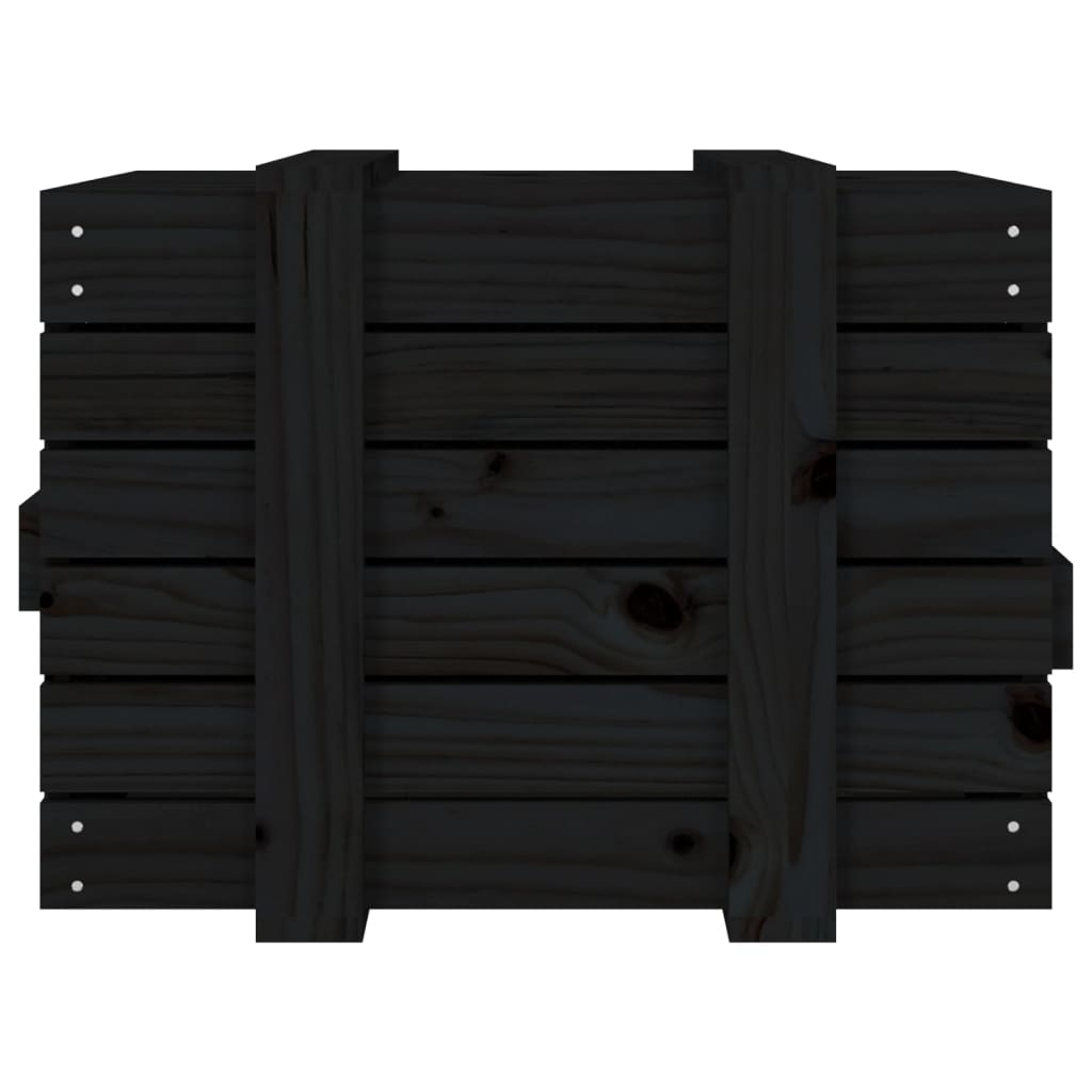 Contenitore Portaoggetti Nero 58x40,5x42 cm Legno Massello Pino