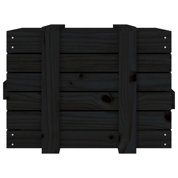 Contenitore Portaoggetti Nero 58x40,5x42 cm Legno Massello Pino