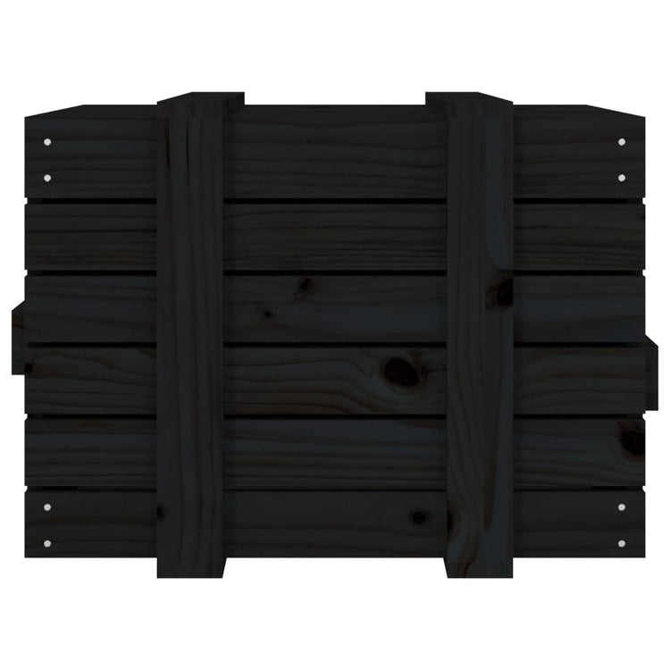 Contenitore Portaoggetti Nero 58x40,5x42 cm Legno Massello Pino