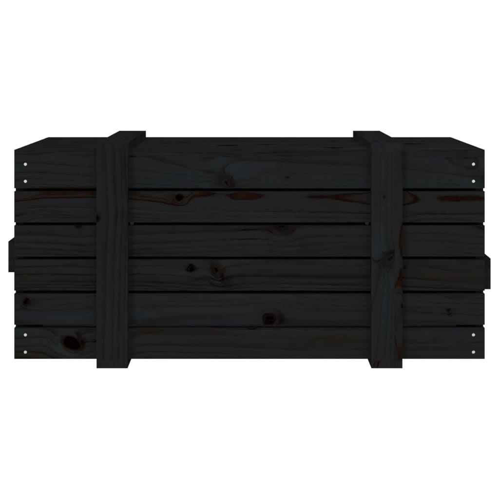 Contenitore Portaoggetti Nero 91x40,5x42 cm Legno Massello Pino