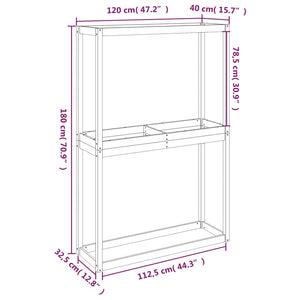 Portapneumatici 120x40x180 cm in Legno Massello di Pino