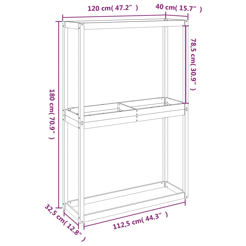 Portapneumatici 120x40x180 cm in Legno Massello di Pino 825003