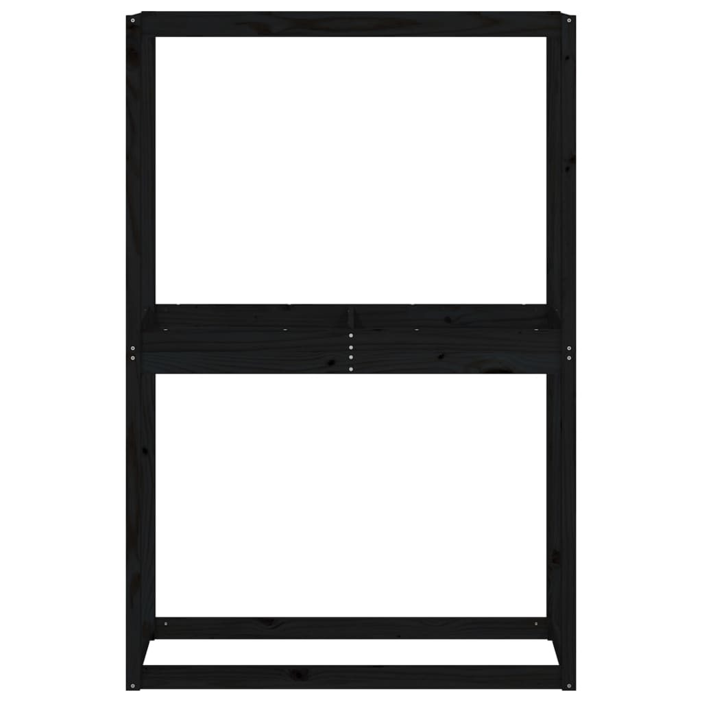 Portapneumatici Nero 120x40x180 cm in Legno Massello di Pino