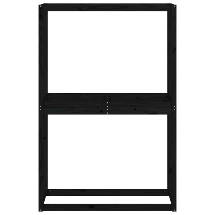 Portapneumatici Nero 120x40x180 cm in Legno Massello di Pino