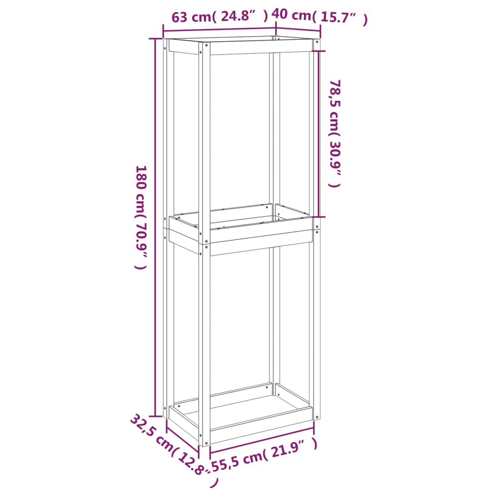 Portapneumatici 63x40x180 cm in Legno Massello di Pino 825005