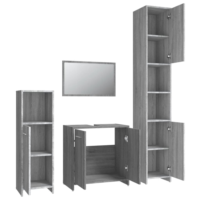 Set Mobili da Bagno 4 pz Grigio Sonoma in Legno Multistrato 3154404