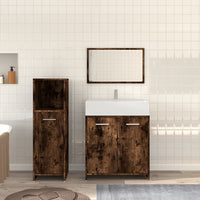 Set Mobili da Bagno 3 pz Rovere Fumo in Legno Multistrato cod mxl 31397