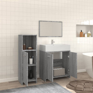 Set Mobili da Bagno 3 pz Grigio Sonoma in Legno Multistrato 3154407