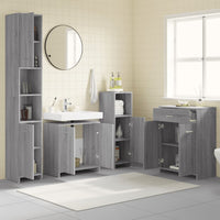 Set Mobili da Bagno 4 pz Grigio Sonoma in Legno Multistrato