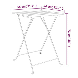 Set Bistrò Pieghevole 3pz in Legno Massello di Acacia e Acciaio 319972