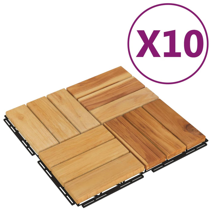 Piastrelle per Esterni 10pz 30x30 cm Legno Massello di Teak cod mxl 121041