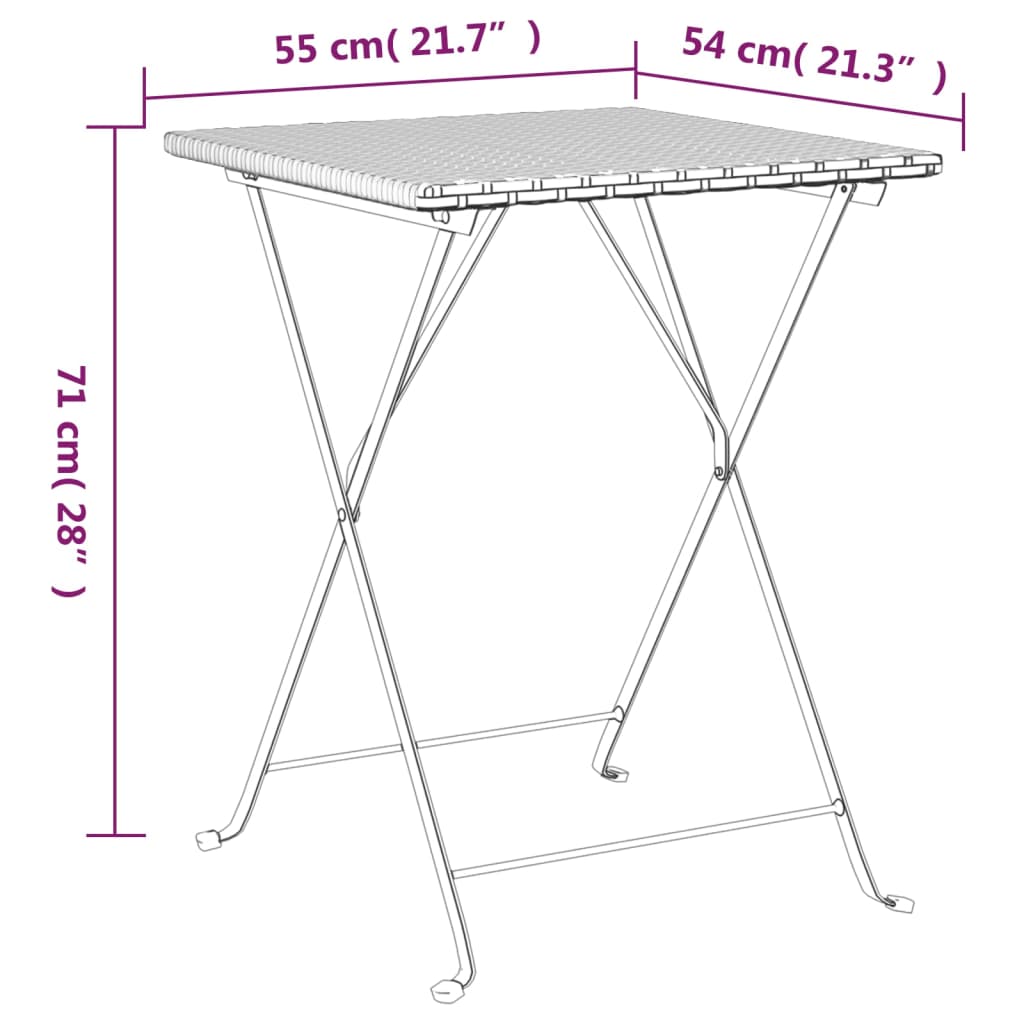 Set Pieghevole da Bistrò 3 pz Marrone in Polyrattan 319990