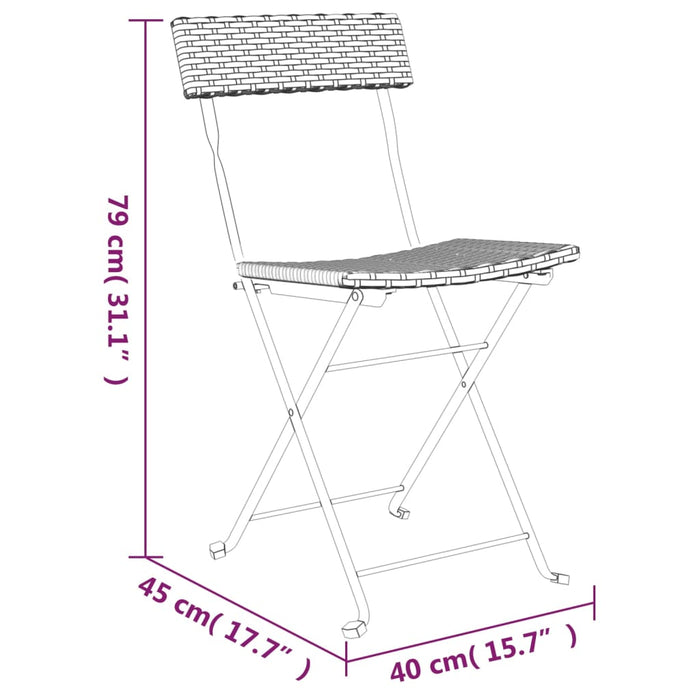 Set Pieghevole da Bistrò 3 pz Grigio in Polyrattan 319991