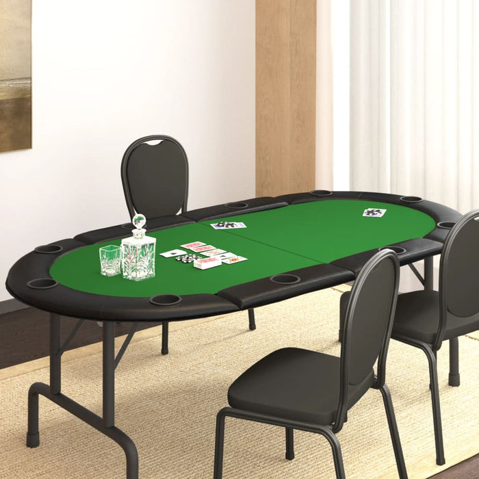 Piano Tavolo da Poker Pieghevole 10 Giocatori Verde 208x106x3cm 80400