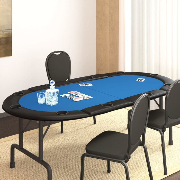 Piano Tavolo da Poker Pieghevole 10 Giocatori Blu 208x106x3 cm 80401