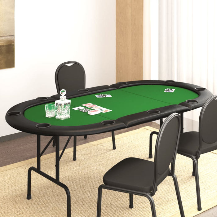 Tavolo da Poker Pieghevole 10 Giocatori Verde 206x106x75 cm 80402