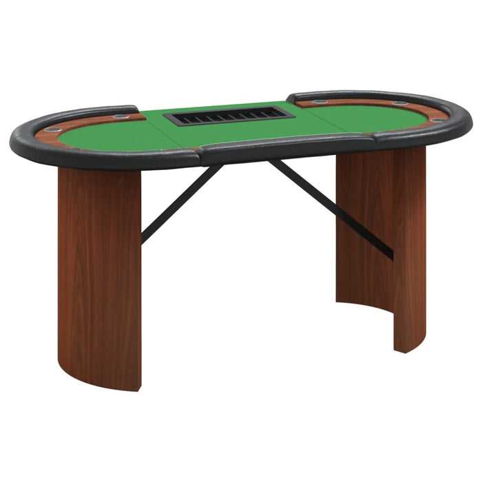 Tavolo da Poker con Vassoio Chip 10 Giocatori Verde 160x80x75cm 80406