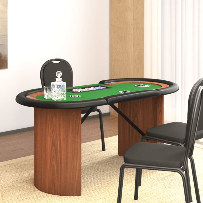 Tavolo da Poker con Vassoio Chip 10 Giocatori Verde 160x80x75cm 80406