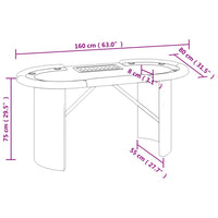 Tavolo da Poker con Vassoio Chip 10 Giocatori Blu 160x80x75 cm 80407