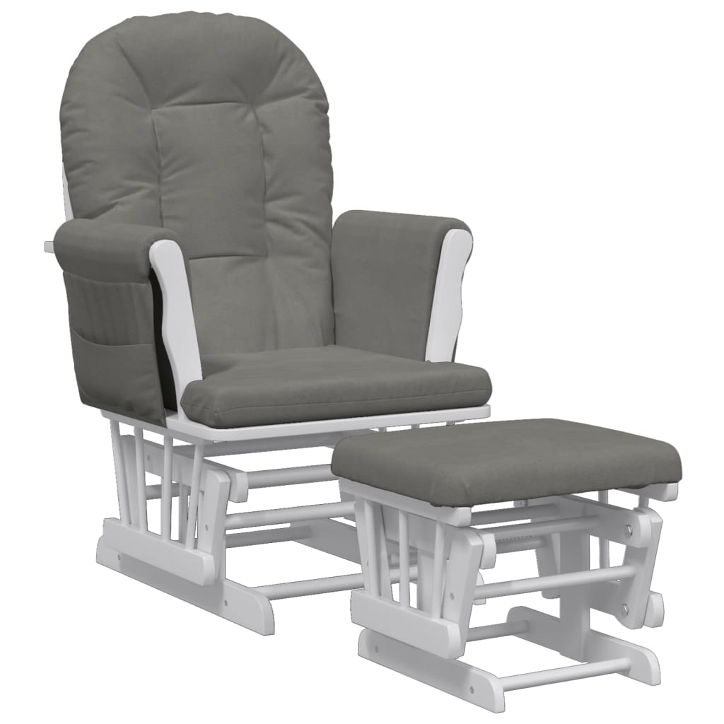 Poltrona Glider con Sgabello Grigio Scuro in Tessuto 351661