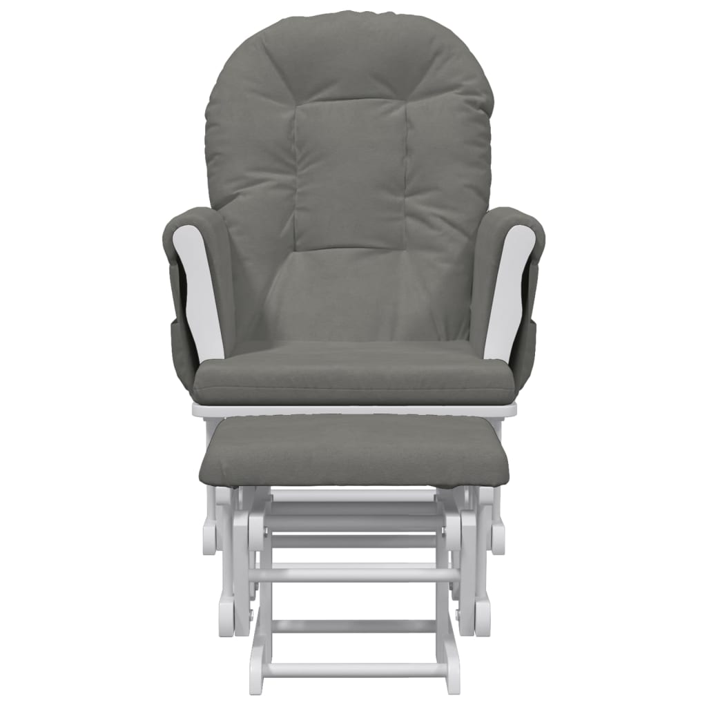 Poltrona Glider con Sgabello Grigio Scuro in Tessuto 351661