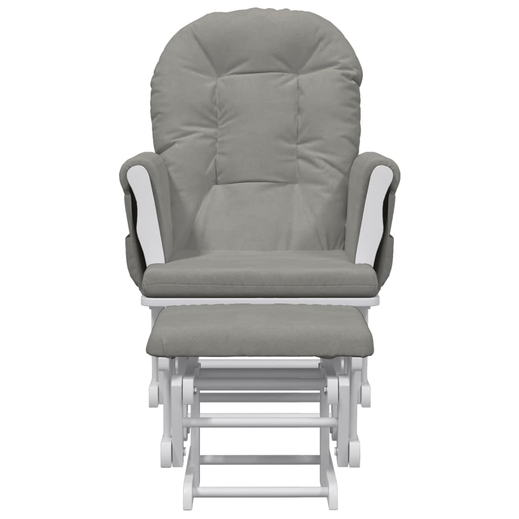 Poltrona Glider con Sgabello Grigio Chiaro in Tessuto 351662