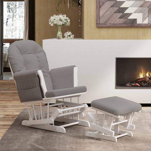 Poltrona Glider con Sgabello Grigio Chiaro in Tessuto 351662