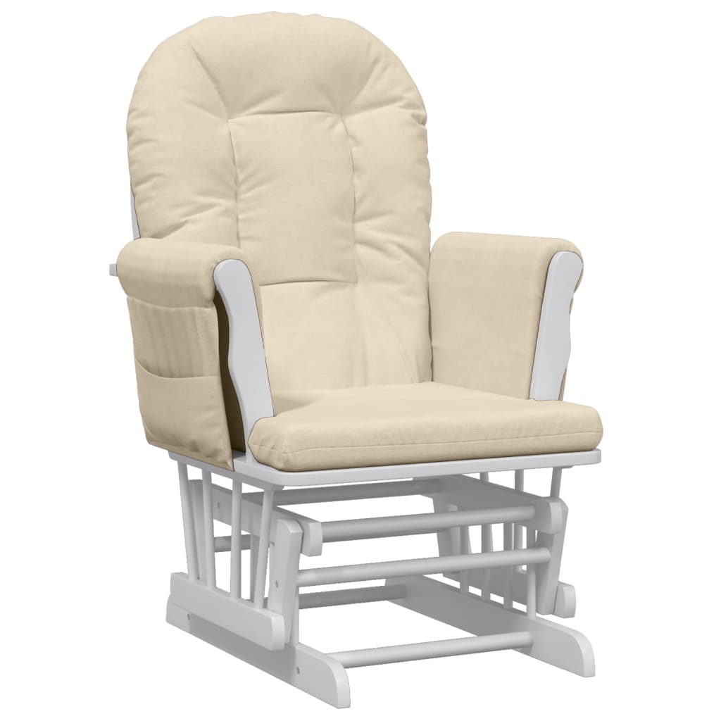 Poltrona Glider con Sgabello Bianco Crema in Tessuto 351663