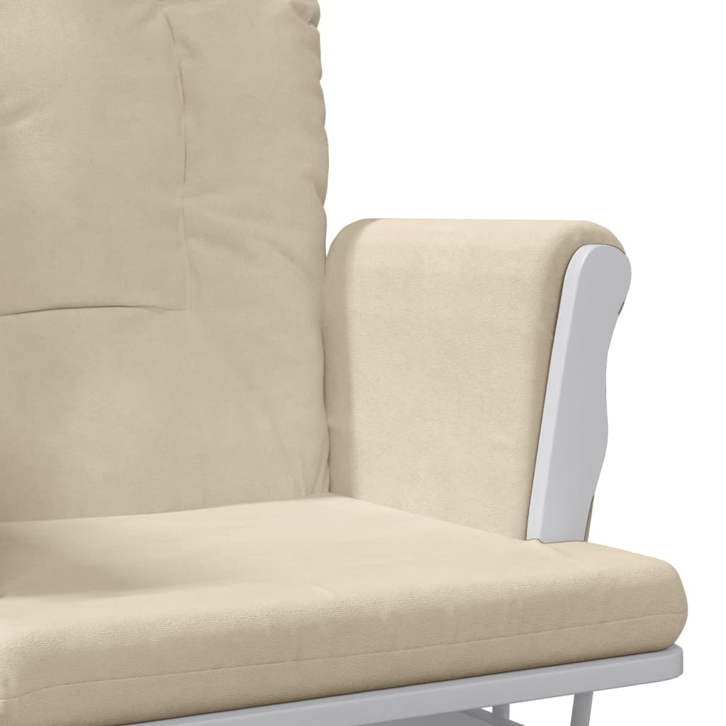 Poltrona Glider con Sgabello Bianco Crema in Tessuto 351663