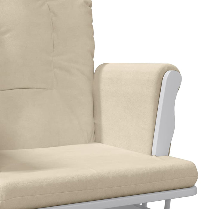 Poltrona Glider con Sgabello Bianco Crema in Tessuto 351663