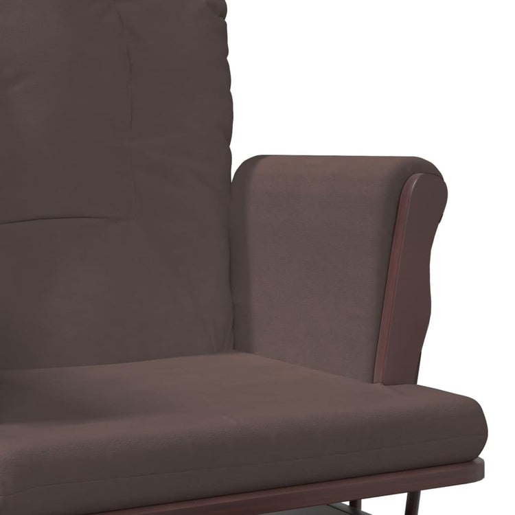 Poltrona Glider con Sgabello Marrone in Tessuto 351664